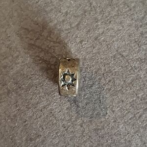SOLD 2/ $15 Vintage Silver Sun Star Pattern Spacer Bead Charm